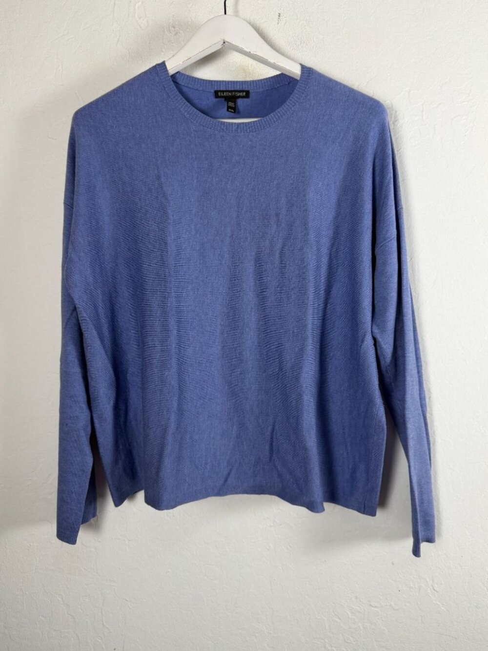 Eileen Fisher Womens Blue Long Sleeve Crewneck Sweater Relaxed Medium Pullover